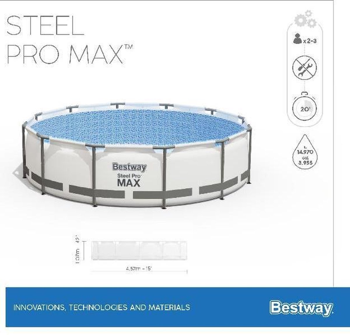 Bestway Steel Pro MAX pool set with filter pump - Ø 457 x 107 cm