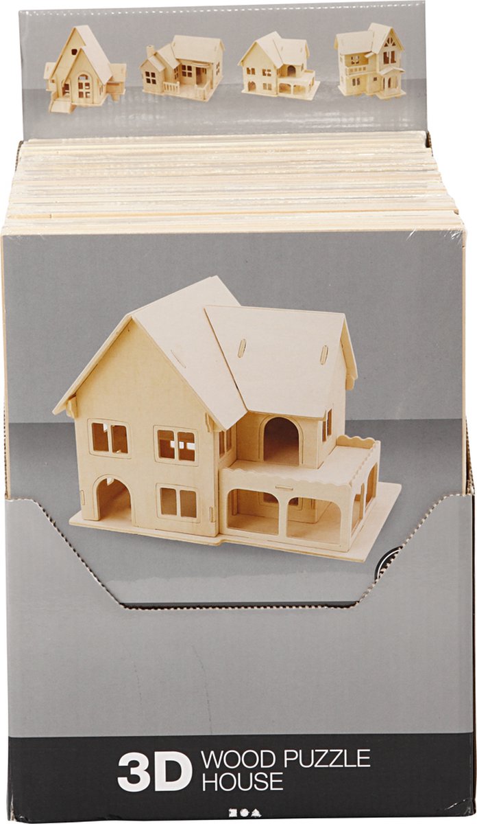3D Houten Constructie Set, 24 stuk/ 1 doos
