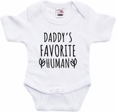 Daddys favourite human tekst baby rompertje wit jongens en meisjes - Kraamcadeau - Vaderdag - Babykleding 56 (1-2 maanden)