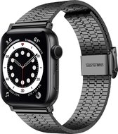 Stalen Smartwatch bandje - Geschikt voor Apple Watch roestvrij stalen band - zwart - Strap-it Horlogeband / Polsband / Armband - Maat: 42 - 44 - 45 - 49mm