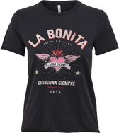 Only T-shirt Onllucy Life Reg S/s Mexi Box Top Jrs 15235740 Black/bonita Dames Maat - S