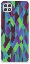 TPU Silicone Hoesje Geschikt voor Samsung Galaxy A22 5G Smartphonehoesje met naam Abstract Groen Blauw