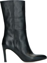Manfield - Dames - Zwart leren laarzen met naaldhak - Maat 40