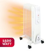 alpina Elektrische Olieradiator - Kachel met Thermostaat - Elektrische Verwarming - Bijverwarming - 1500W - Wit