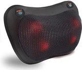 Massage Kussen - Zinaps Shiatsu Massagekussen voor nek, schouder, rug, elektrische nekmassager met warmte-functie en 3D roterende massagekoppen, 4 massagekoppen, huis, kantoor, auto (WK 02128