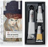 Olieverf Set - Zinaps Doos met blanken - milieuvriendelijke, niet-giftige witte olieverf - 200 ml titanium wit, 50 ml zink titanium wit, 50 ml Napels geel - set witte olieverf voor kunstenaar