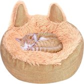 Kattenmand - Zinaps Pet-bed voor katten en honden, ronde pluche zachte hond bed, prachtige kattenbed in kat oren vorm (45 cm) (WK 02129)