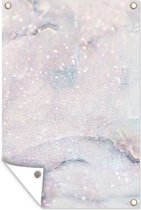 Tuinposter - Tuindoek - Tuinposters buiten - Marmer - Glitter - Blauw - 80x120 cm - Tuin