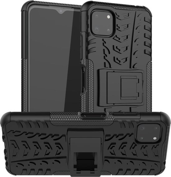 Rugged Kickstand Back Cover Samsung Galaxy A22 5G Hoesje Zwart