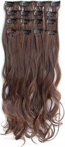 Clip in hair extensions 7 set wavy bruin / rood - M2/30