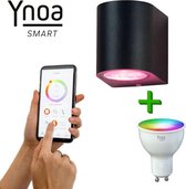 Ynoa smart home - Slimme buitenverlichting Valence - Zwart - White & Color Tones - Zigbee 3.0 - Dimbaar - RGBW - Werkt met o.a. Philips Hue* en Homey - IP54 - Smart wandlamp voor b