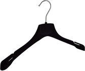 De Kledinghanger Gigant - 20 x Mantel / kostuumhanger kunststof velours zwart met schouderverbreding en rokinkepingen, 39 cm