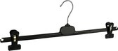 De Kledinghanger Gigant - 5 x Rok / broekhanger kunststof zwart met anti-slip knijpers, 48 cm