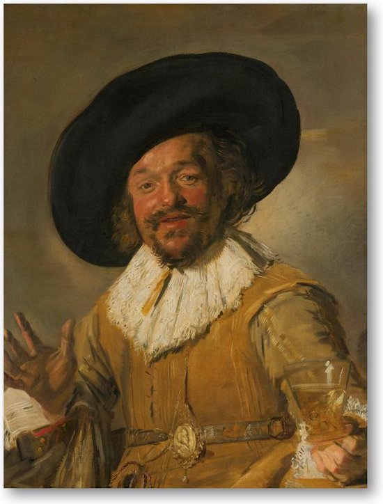 De vrolijke drinker - 30x40 Dibond voor Binnen én Buiten - Frans Hals - Meesterwerken