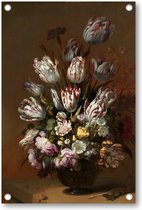 Stilleven met bloemen, Hans Bollongier, 1639 - Tuinposter 80x120 - Wanddecoratie - Hans Bollongier - Meesterwerken - Bloemen