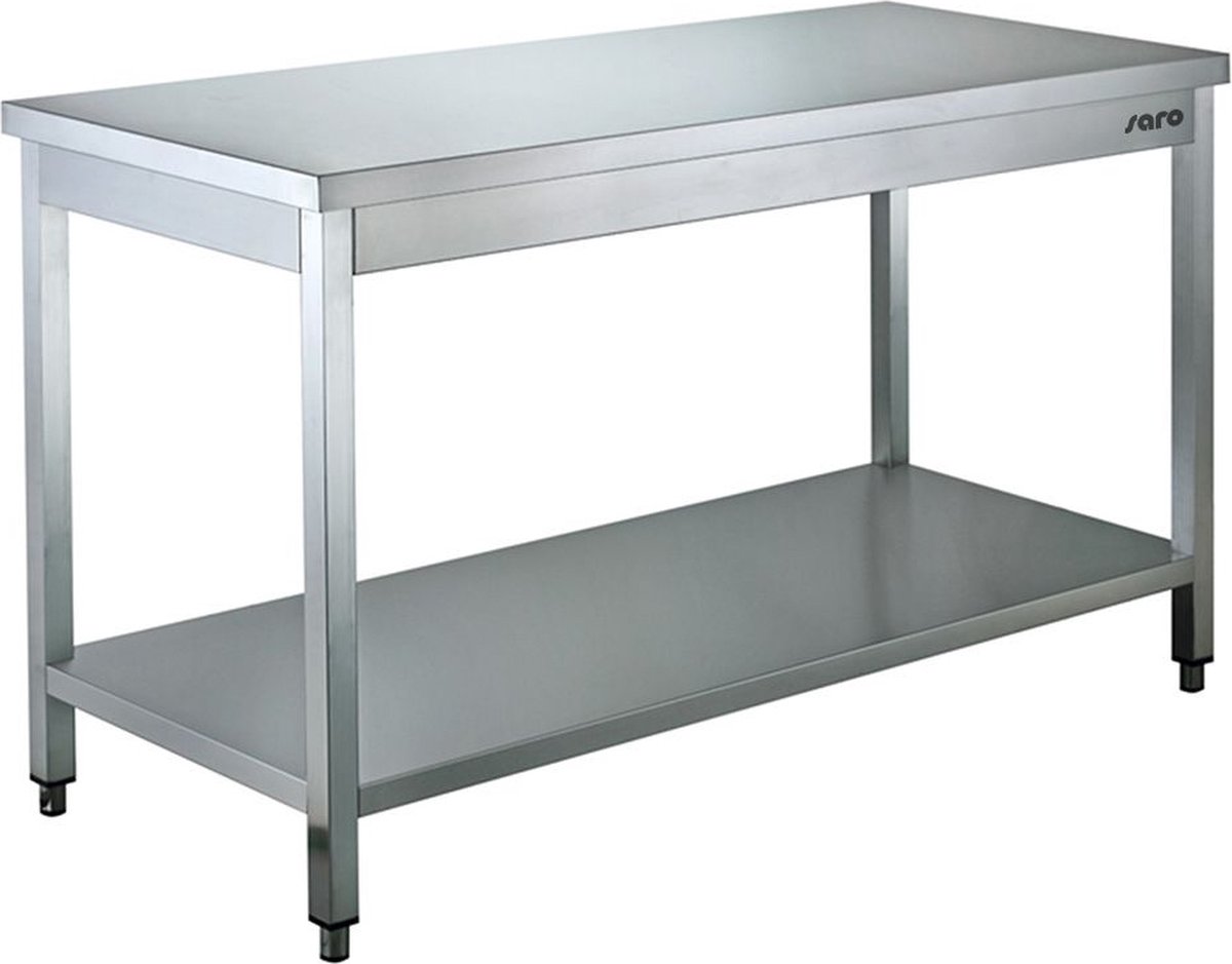 Saro Roestvaststalen Tafel - Gedemonteerd - met Legbord - 700 mm Diepte - 1500 mm 456-7015 - Horeca