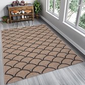 Tapiso Floorlux Vloerkleed Woonkamer Slaapkamer Bruin Creme Trendy Eyecatcher Praktisch Modern Duurzaam Hoogwaardig Tapijt Maat – 200x290