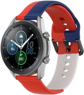 Siliconen Smartwatch bandje - Geschikt voor  Samsung Galaxy Watch 3 45mm triple sport band - rood-wit-blauw - Strap-it Horlogeband / Polsband / Armband