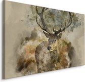 Schilderij -Canvas print van abstract hert in bruine tinten, premium print