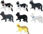 Koelkastmagneten - Zinaps kat koelkast magneten, bulletin magneet voor kat patroon, katstaart kan worden gekanteld om items te hangen, een set van 7 (WK 02131)