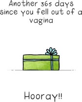 You fell out of a vagina - Verjaardagskaart met envelop - Grappig - Engels