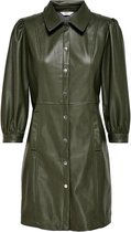 Only Jurk Onlnaia L/s Faux Leather Dress Pnt 15235018 Forest Night Dames Maat - XS