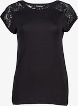 TwoDay dames T-shirt met kant - Zwart - Maat XL