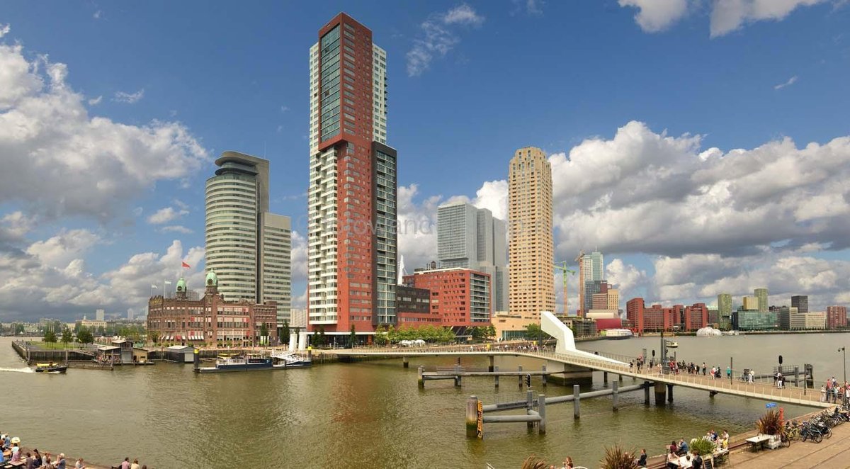 Fotobehang Rotterdam skyline Kop van Zuid 350 x 260 cm - € 235,--