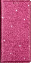 Hoesje geschikt voor iPhone SE 2020 - Bookcase - Pasjeshouder - Portemonnee - Glitter - TPU - Roze