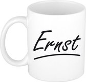 Ernst naam cadeau mok / beker met sierlijke letters - Cadeau collega/ vaderdag/ verjaardag of persoonlijke voornaam mok werknemers