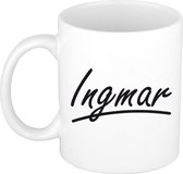 Ingmar naam cadeau mok / beker met sierlijke letters - Cadeau collega/ vaderdag/ verjaardag of persoonlijke voornaam mok werknemers