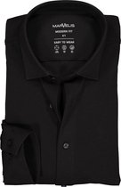 MARVELIS jersey modern fit overhemd - zwart tricot - Strijkvriendelijk - Boordmaat: 46