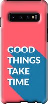 Samsung Galaxy S10 Telefoonhoesje - Extra Stevig Hoesje - 2 lagen bescherming - Met Quote - Good Things - Rood