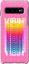 Samsung Galaxy S10 Telefoonhoesje - Premium Hardcase Hoesje - Dun en stevig plastic - Met Quote - Vibin - Roze