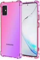 Samsung Galaxy A71 Anti Shock Hoesje Transparant Extra Dun - Samsung Galaxy A71 Hoes Cover Case - Roze/Paars