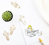 Cactus Gouden Paperclips | Leuke Schattige Paperclips in een Doosje | Verschillende Vormen en Maten | Cactussen Planten | Metaal Goud | Metallic Gold | 8 Stuks per Doosje | Stevige