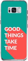 Samsung Galaxy S8 Telefoonhoesje - Transparant Siliconenhoesje - Flexibel - Met Quote - Good Things - Donkergroen