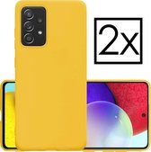 Samsung Galaxy A52 Hoesje Back Cover Siliconen Case Hoes - Geel - 2x
