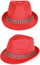 Hoed - Rood - Deukhoed - Met strass band