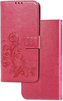 Hoesje geschikt voor iPhone 7 - Bookcase - Pasjeshouder - Portemonnee - Bloemenprint - Kunstleer - Roze
