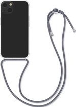 kwmobile telefoonhoesje compatibel met Apple iPhone 13 - Hoesje met koord - Back cover in transparant / grijs