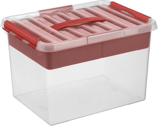 Sunware - Q-line opbergbox met inzet 22L transparant rood - 40 x 30 x 26 cm