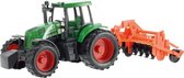 Tractor met ploeg frictie 31 cm groen/oranje