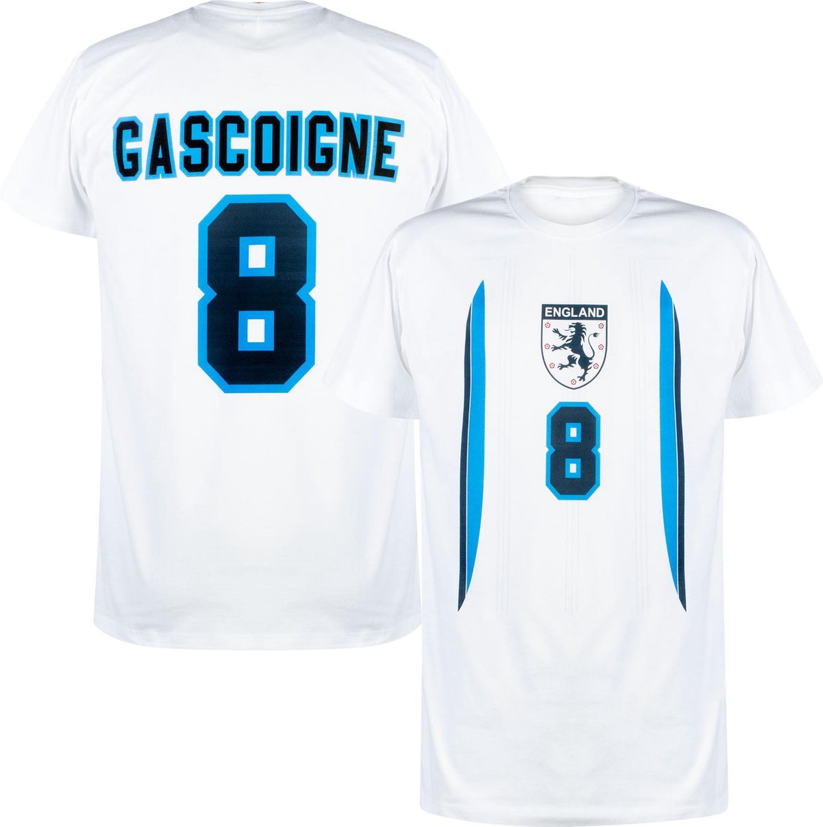 Engeland EK 96 Gascoigne 8 T-shirt - Wit - Kinderen - 140