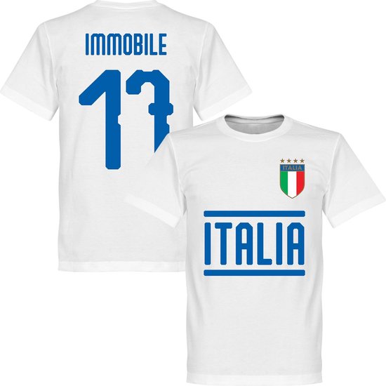 Italië Immobile 17 Team T-Shirt - Wit - XL