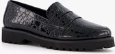 Nova dames loafers met croco print - Zwart - Maat 38