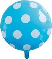 folieballon stippen 46 cm blauw/wit