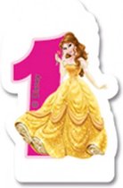 cijferkaars '1' Princess junior 8 cm wax roze
