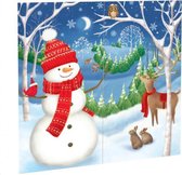 wanddecoratie Winter Friends 82 x 165 cm blauw/rood