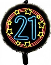 folieballon 21 neon 45 cm zwart